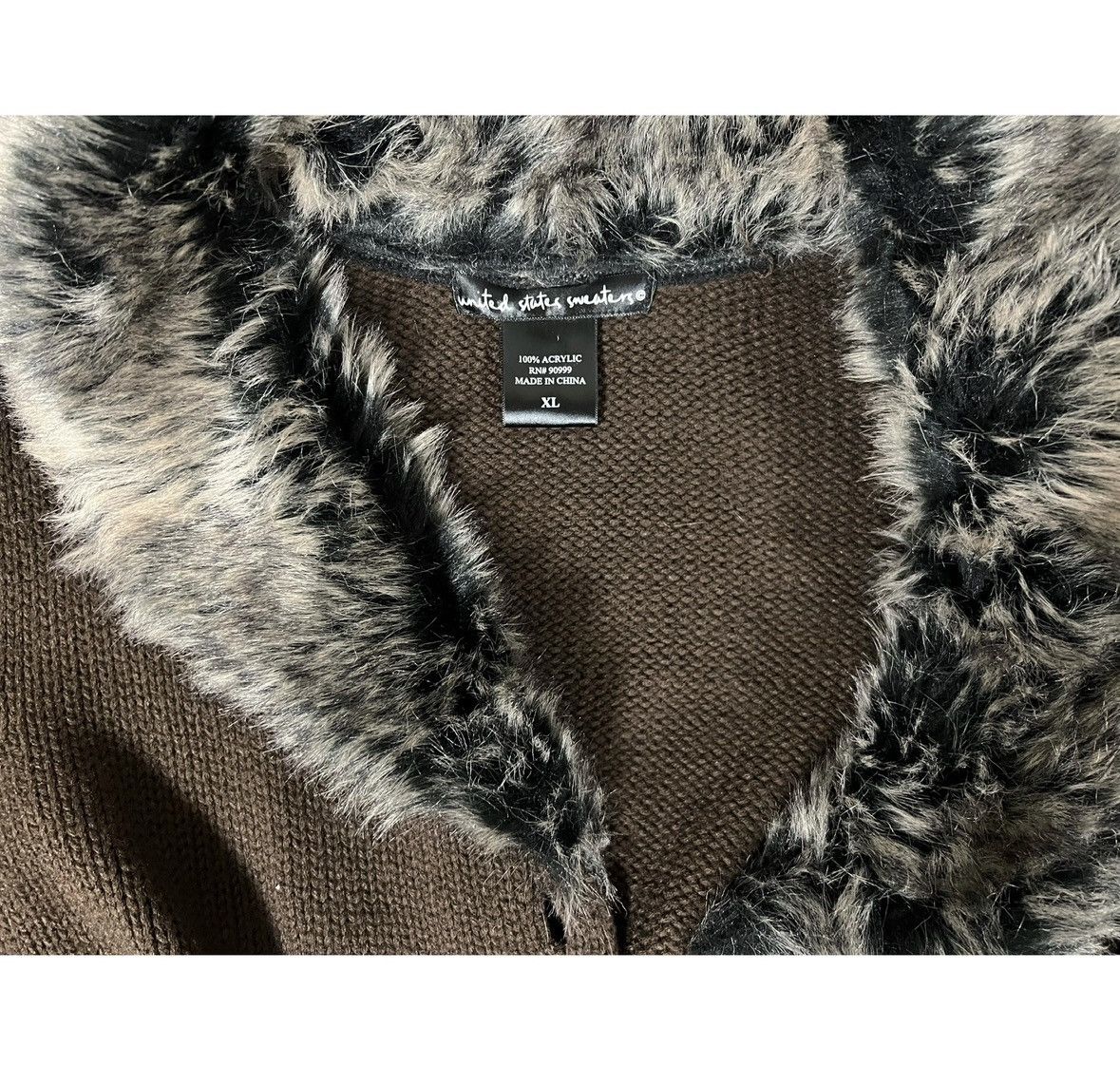 United Arrows Brown Knit Fur Button-Up Belted Sweater Cardigan Top XL 🤎✨ Size XL / US 12-14 / IT 48-50 - 10 Thumbnail