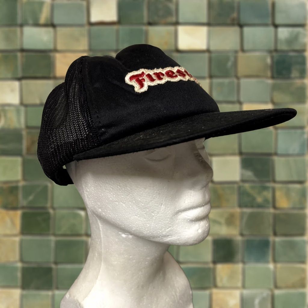 Vintage Vintage Firestone Trucker Hat Mens One Size Red Adjustable Cap Embroidered Size ONE SIZE - 1 Thumbnail