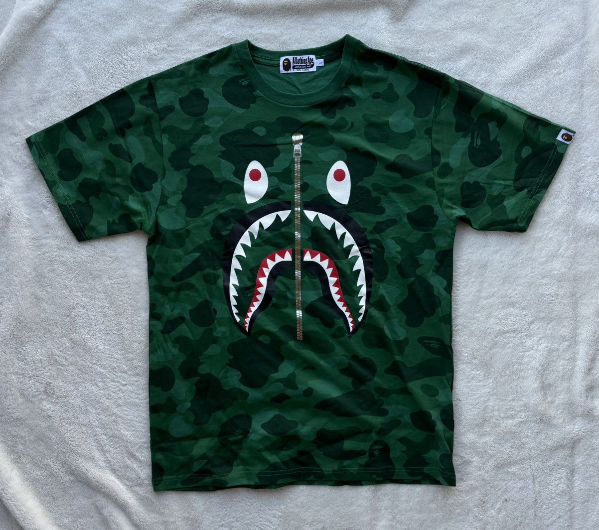 Bape Bape Green Acid Camo Shark Tee Size US L / EU 52-54 / 3 - 1 Thumbnail