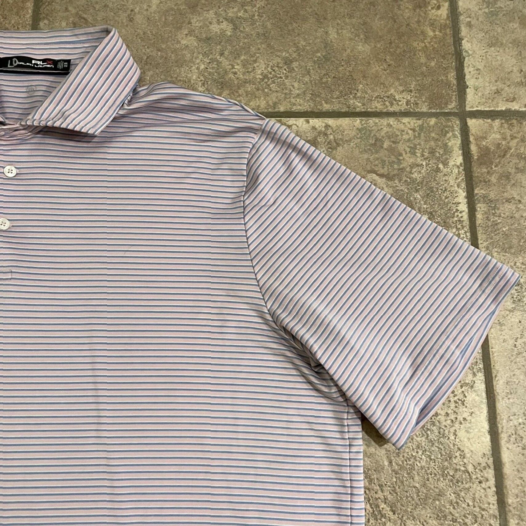 RLX Ralph Lauren VINTAGE Ralph Lauren RLX Striped Athletic Polo Shirt Men 2XL Blue Casual Size US XXL / EU 58 / 5 - 2 Thumbnail