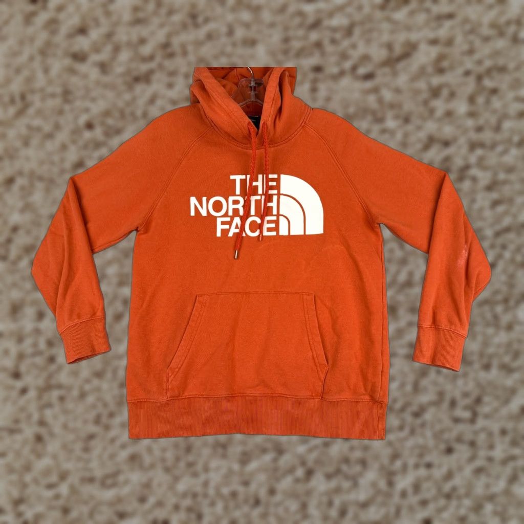 The North Face The North Face Womens Hoodie S Orange Pocket Pullover Cotton Blend Logo Size S / US 4 / IT 40 - 1 Thumbnail