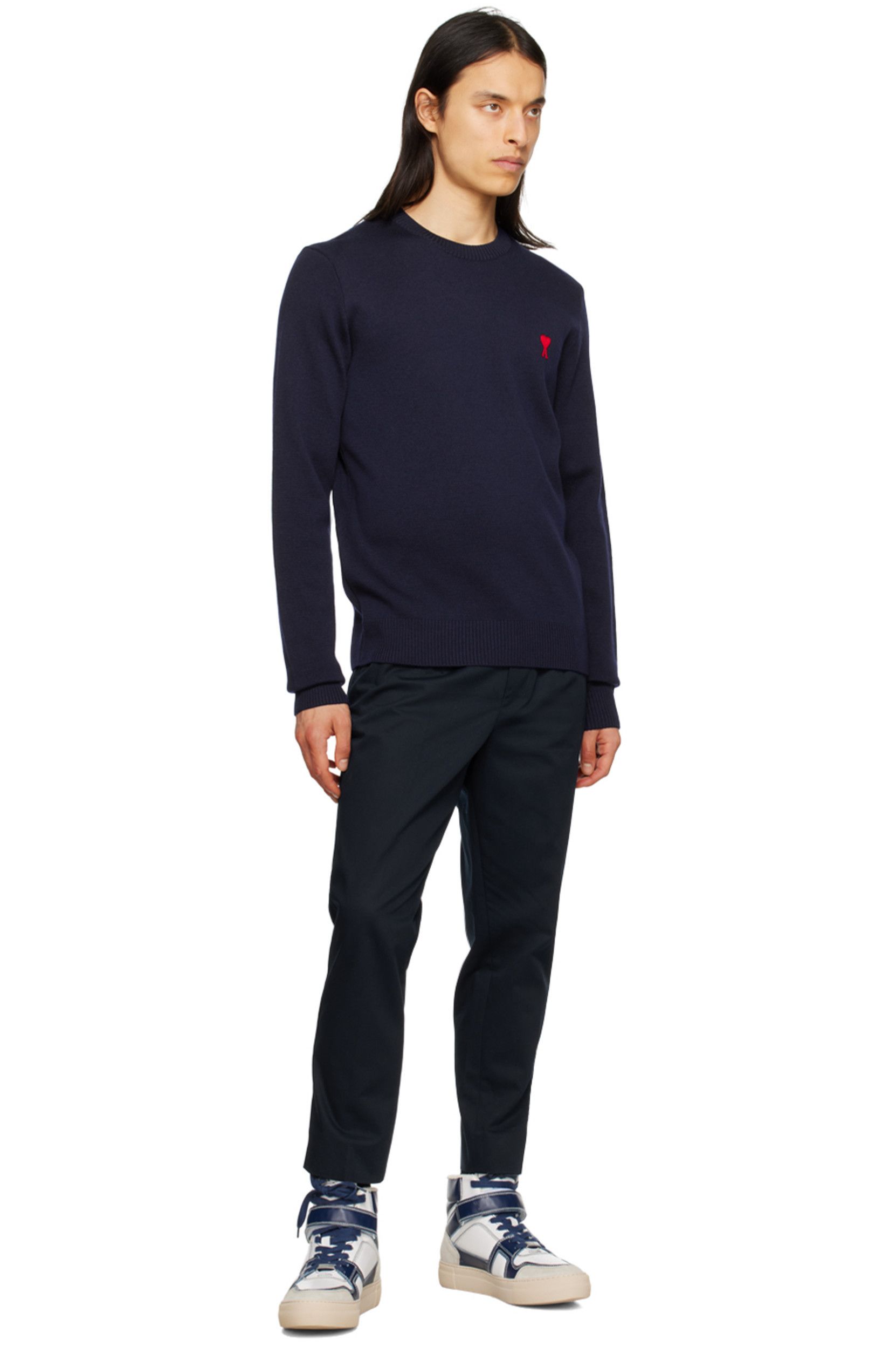 AMI AMI Paris Navy Elasticated Trousers Size US 32 / EU 48 - 4 Thumbnail