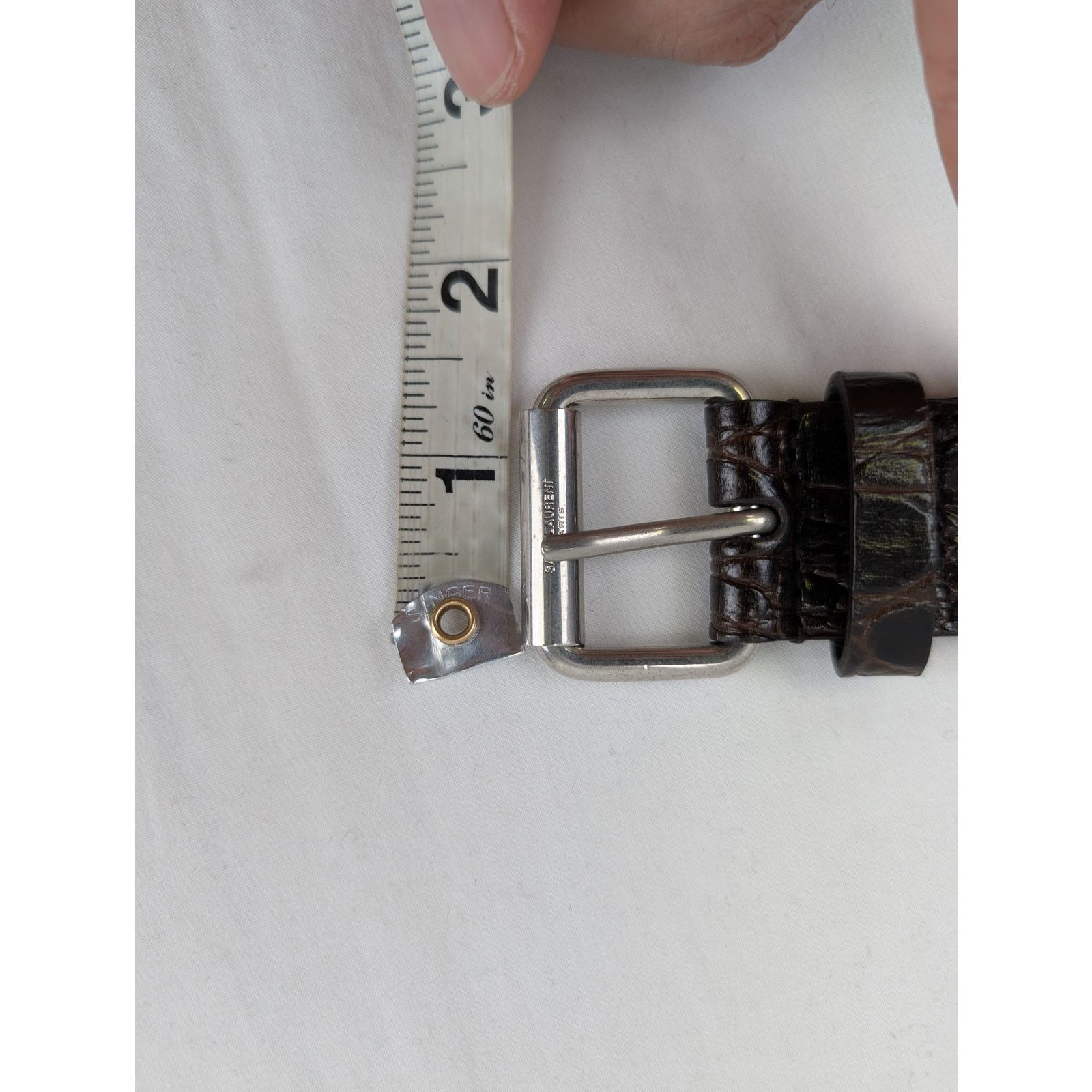 Saint Laurent Paris o1rshd1 Size: 100 / Motorcycle Buckle Belt Croc Embossed Size 40 - 4 Thumbnail
