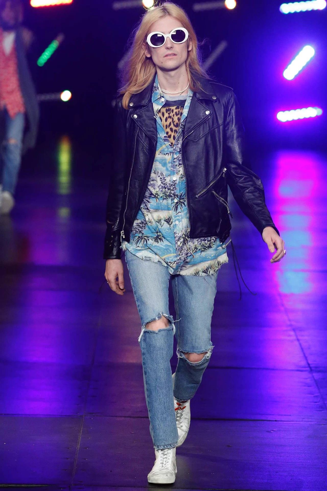 Saint Laurent Paris SLP 16ss Hedi blue wash mid-waist straight knee cut destroye Size US 31 - 6 Thumbnail