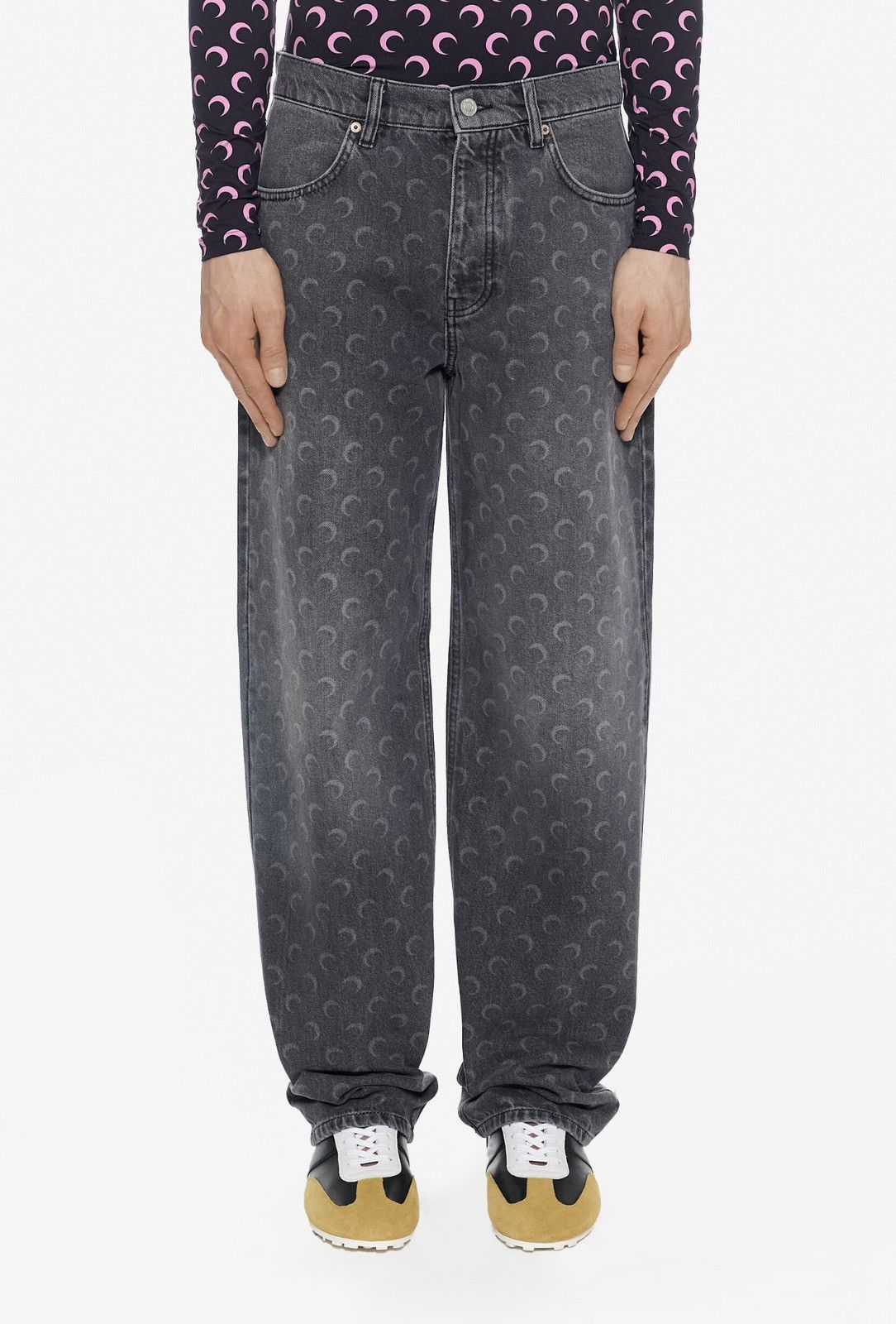 Marine Serre Marine Serre Laser Baggy Jeans Grey Wash All Over Moon Print Size US 34 / EU 50 - 1 Thumbnail