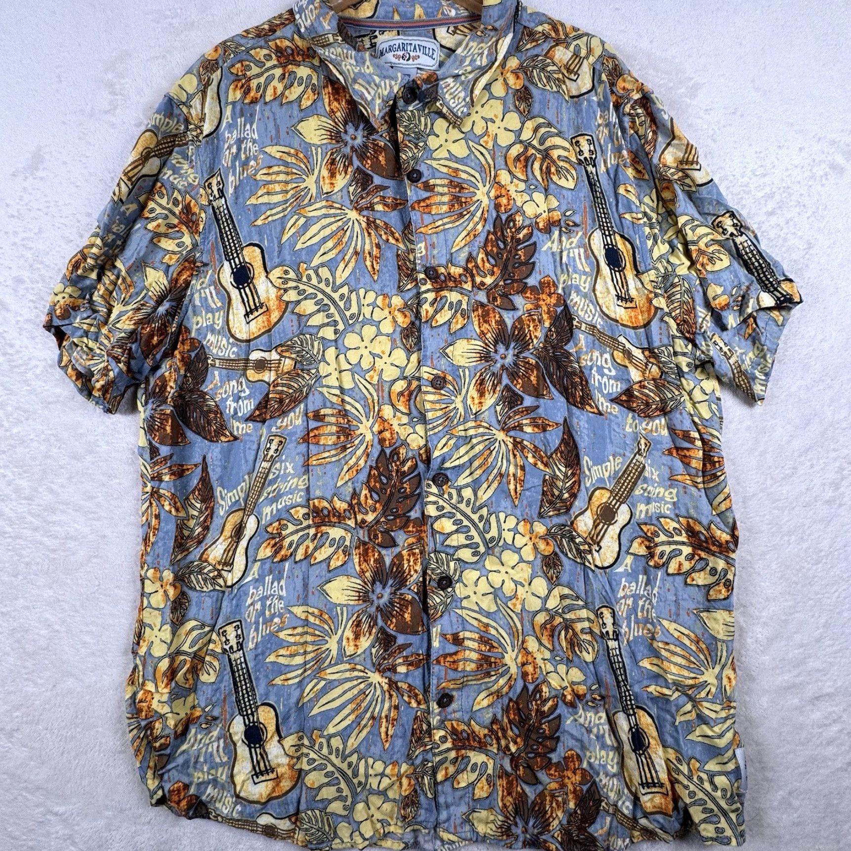 Vintage Margaritaville Men Shirt Size XXL Button Up Beach Tropical Cruise Guitar Rayon Size US XXL / EU 58 / 5 - 2 Thumbnail