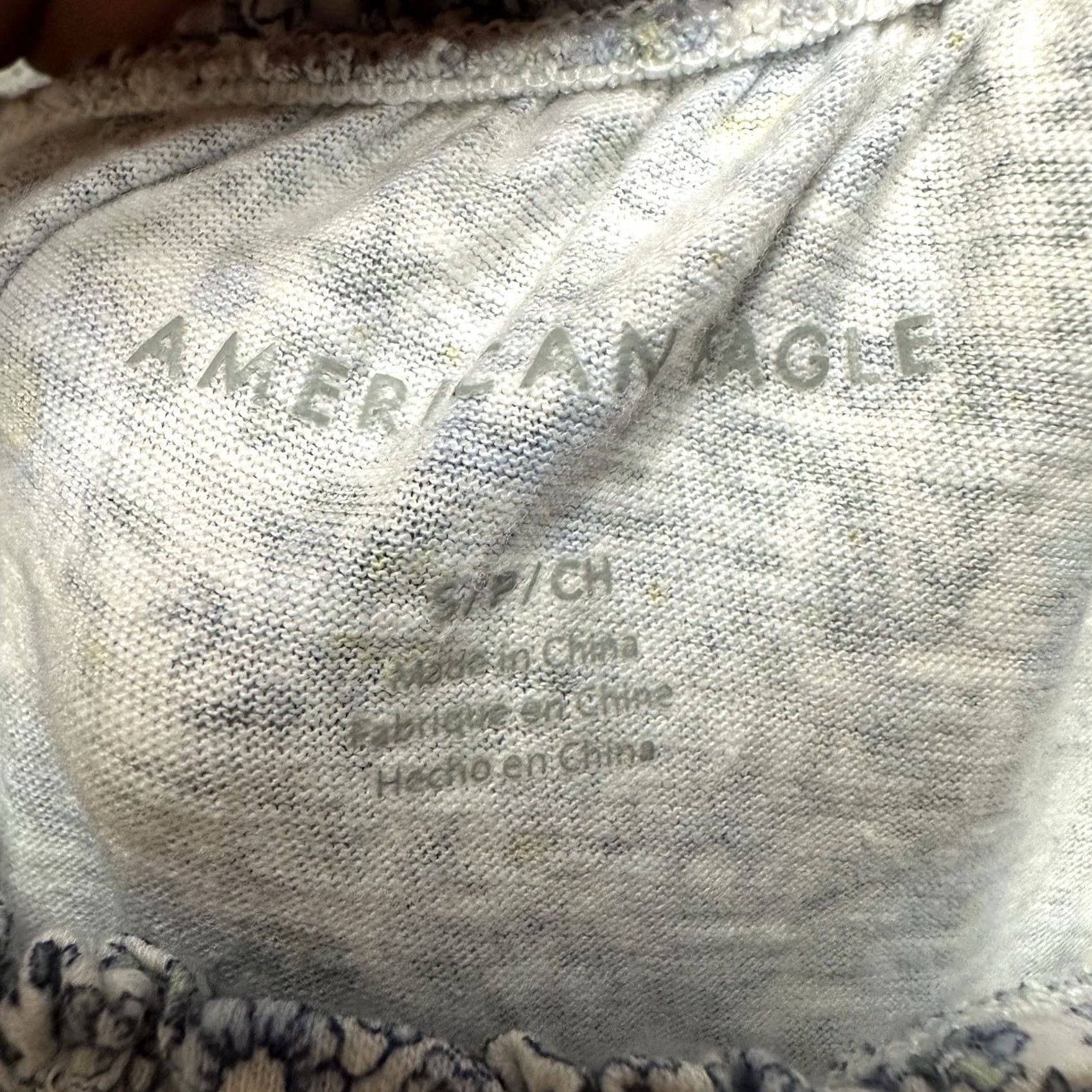 American Eagle Outfitters American Eagle Blouse Womens M Blue White Floral Print Puff Sleeve Square Neck Y2K Cottage Fairy Size M / US 6-8 / IT 42-44 - 3 Thumbnail