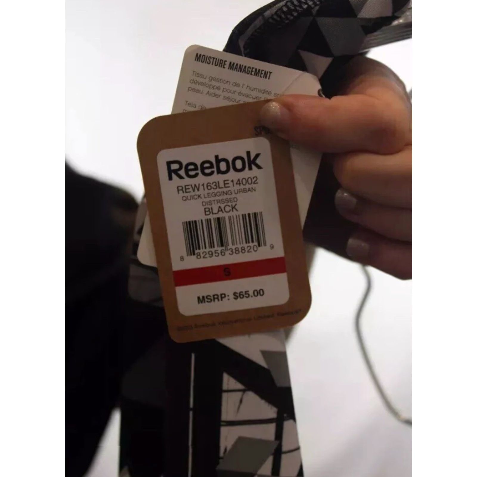 Reebok NEW NWT Women's Reebok Black & White Abstract Geo Pattern Ankle Leggings Size S Size 28" / US 6 / IT 42 - 3 Thumbnail