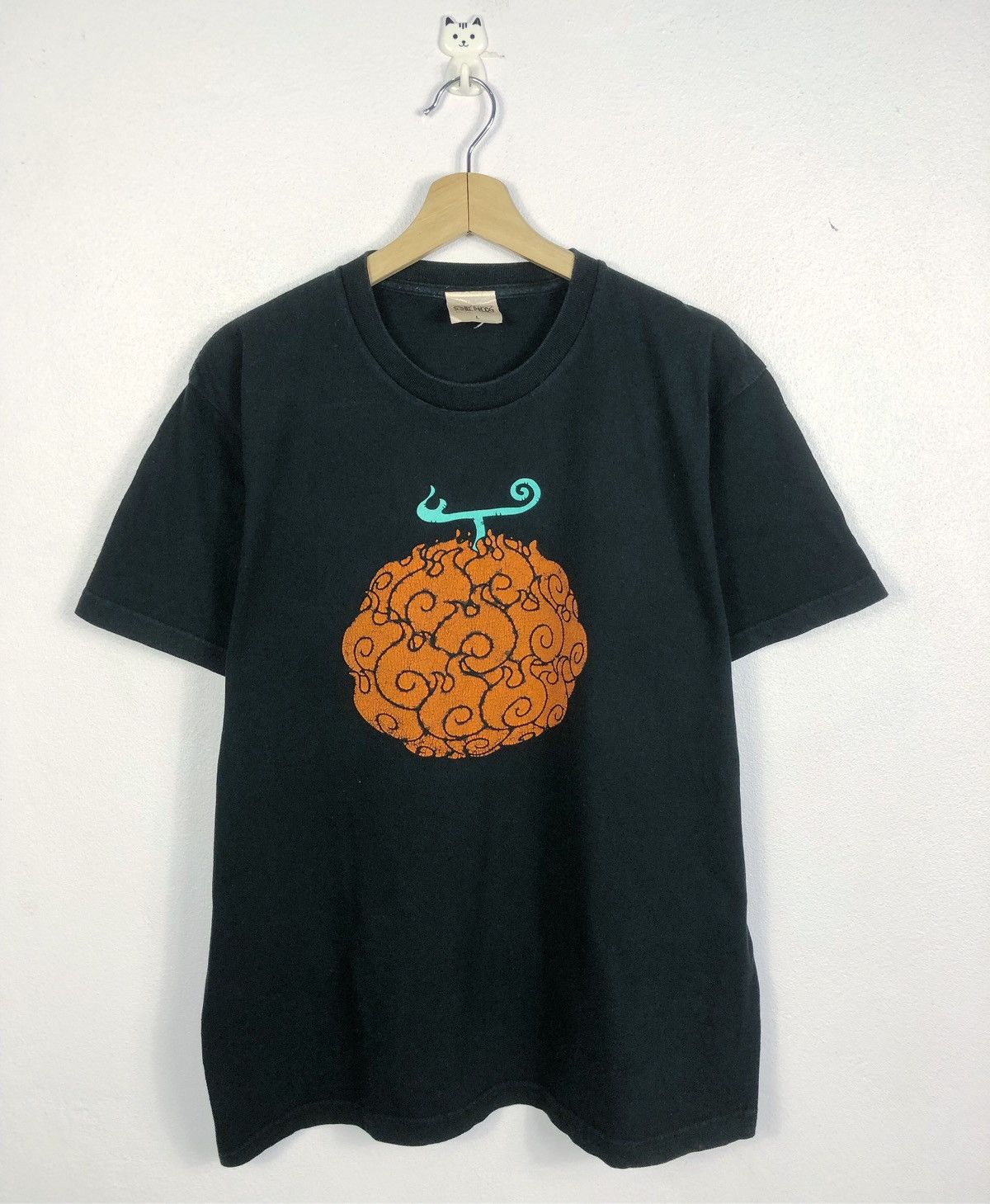 image of Anima x One Piece Mera Mera No Mi Devil Fruit Portgas D. Ace Tee in Black, Men's (Size Large)