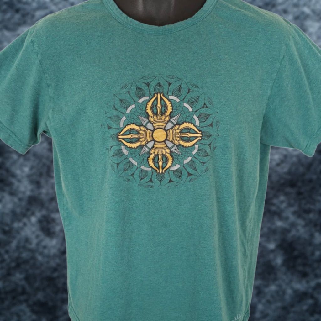 Vintage JuJu Bajra Mandala T Shirt Womens XL Green Nepal Size XL / US 12-14 / IT 48-50 - 1 Thumbnail