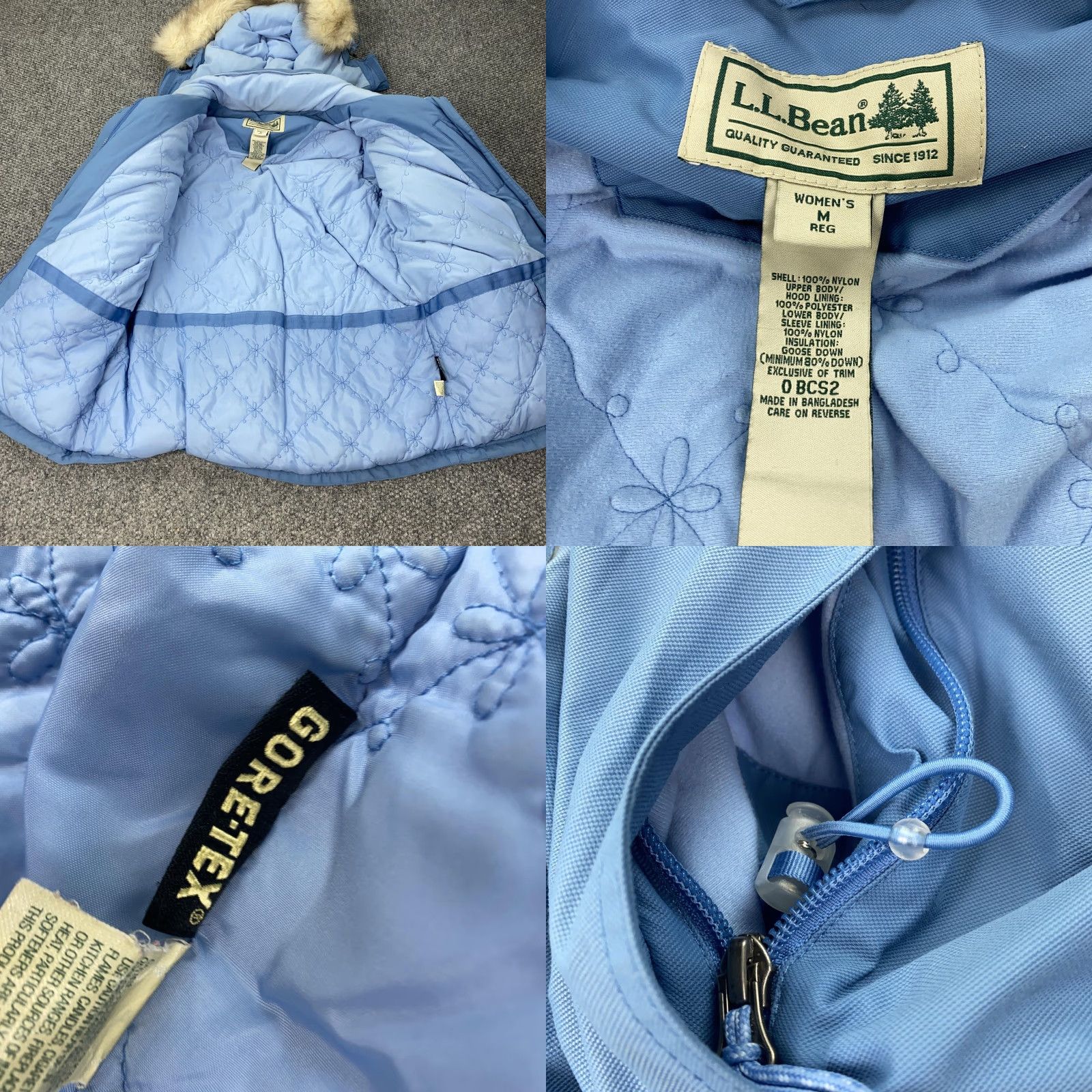 Vintage L.L. Bean Parka Womens Medium Blue Insulated Down Hooded Coat with Fur Trim Zip Size M / US 6-8 / IT 42-44 - 8 Thumbnail