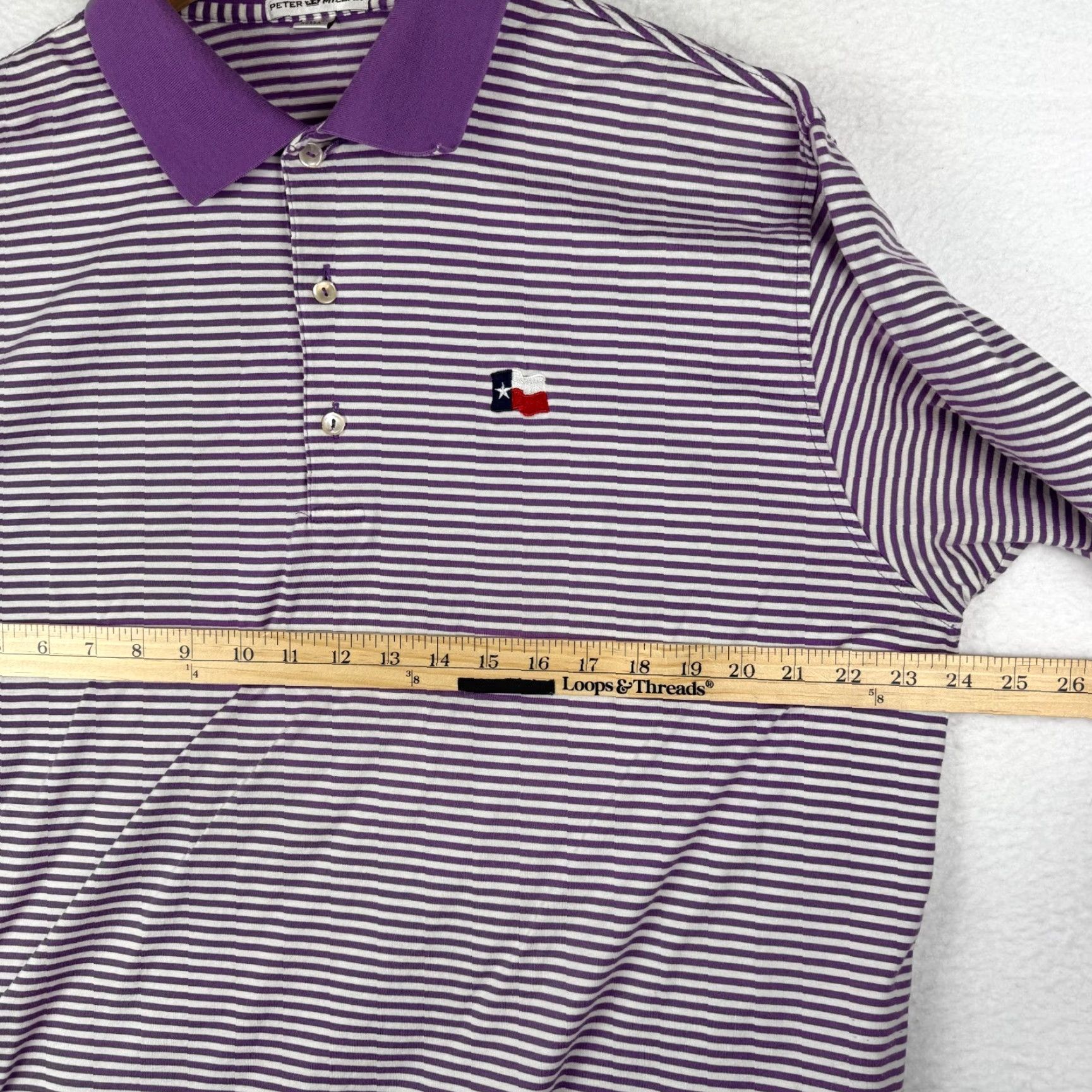 Peter Millar Peter Millar Polo Shirt Men XL Purple Stripe Texas Flag Embroidered Short Sleeve Polo Size US XL / EU 56 / 4 - 6 Thumbnail
