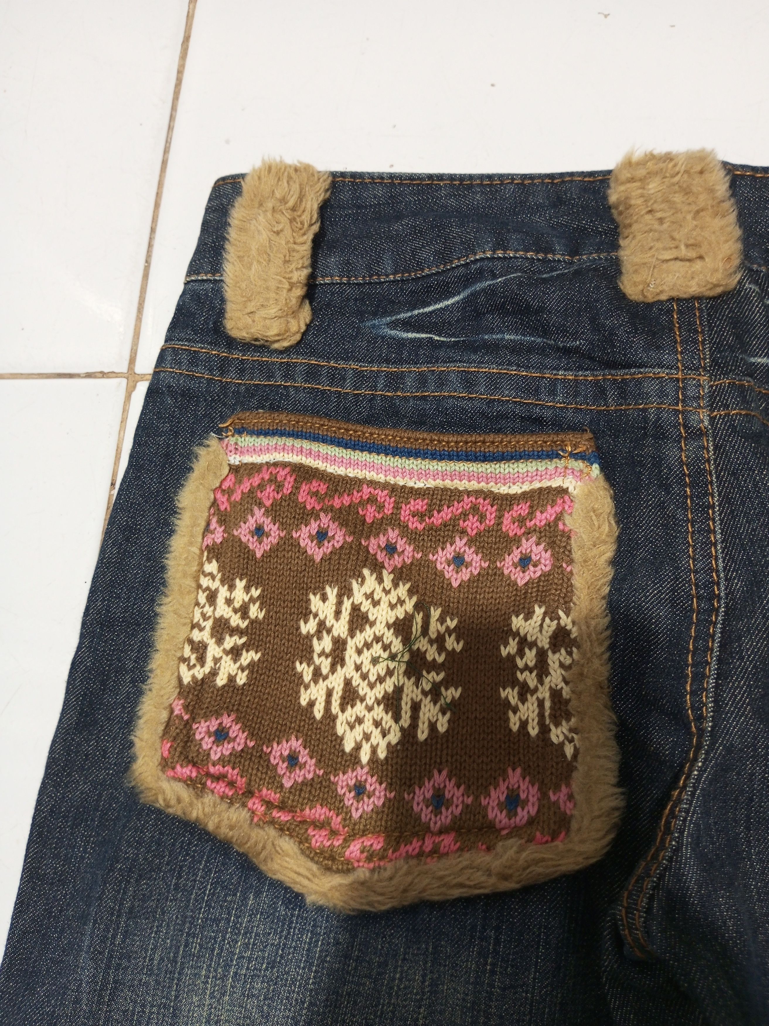 Hysteric Glamour Vintage Blue Moon blue fur pocket snow surf denim jeans Size US 31 - 4 Thumbnail