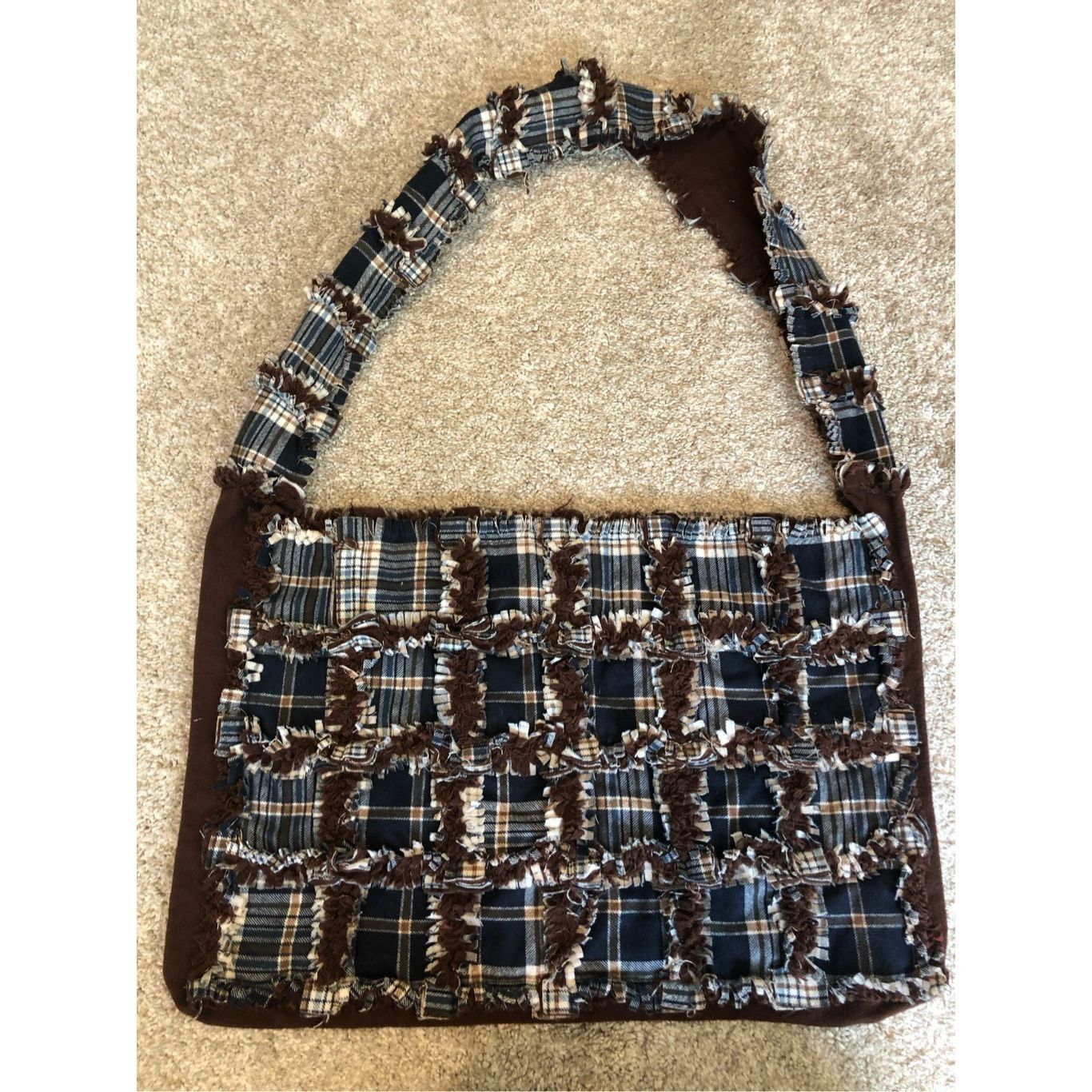 Other Women’s Blue and Brown Plaid Patchwork Shoulder Bag Size ONE SIZE - 2 Thumbnail