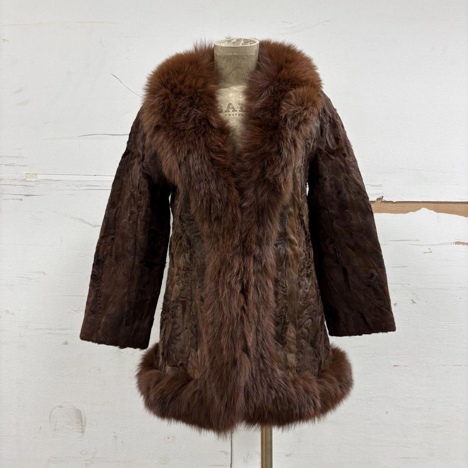 Other Vintage Paneled Brown Real Fox Fur Penny Lane Afghan Coat Size S / US 4 / IT 40 - 1 Thumbnail