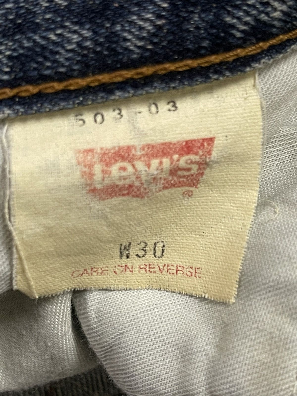 Levi's Vintage 80s Levis 503 Blue Bleached Distressed Baggy Jeans Size US 31 - 10 Thumbnail