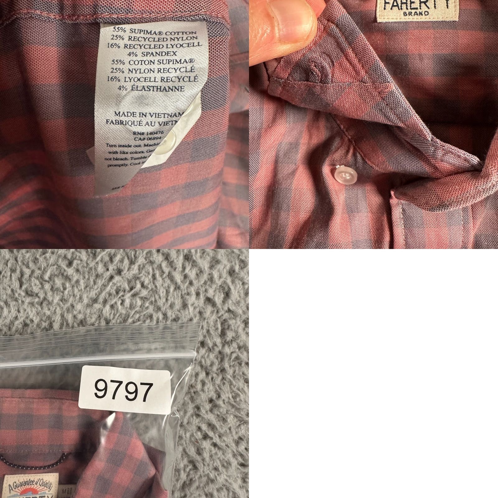 Faherty Faherty Shirt Men’s Medium Blue Pink Check Button Down Long Sleeve Performance Size US M / EU 48-50 / 2 - 8 Thumbnail