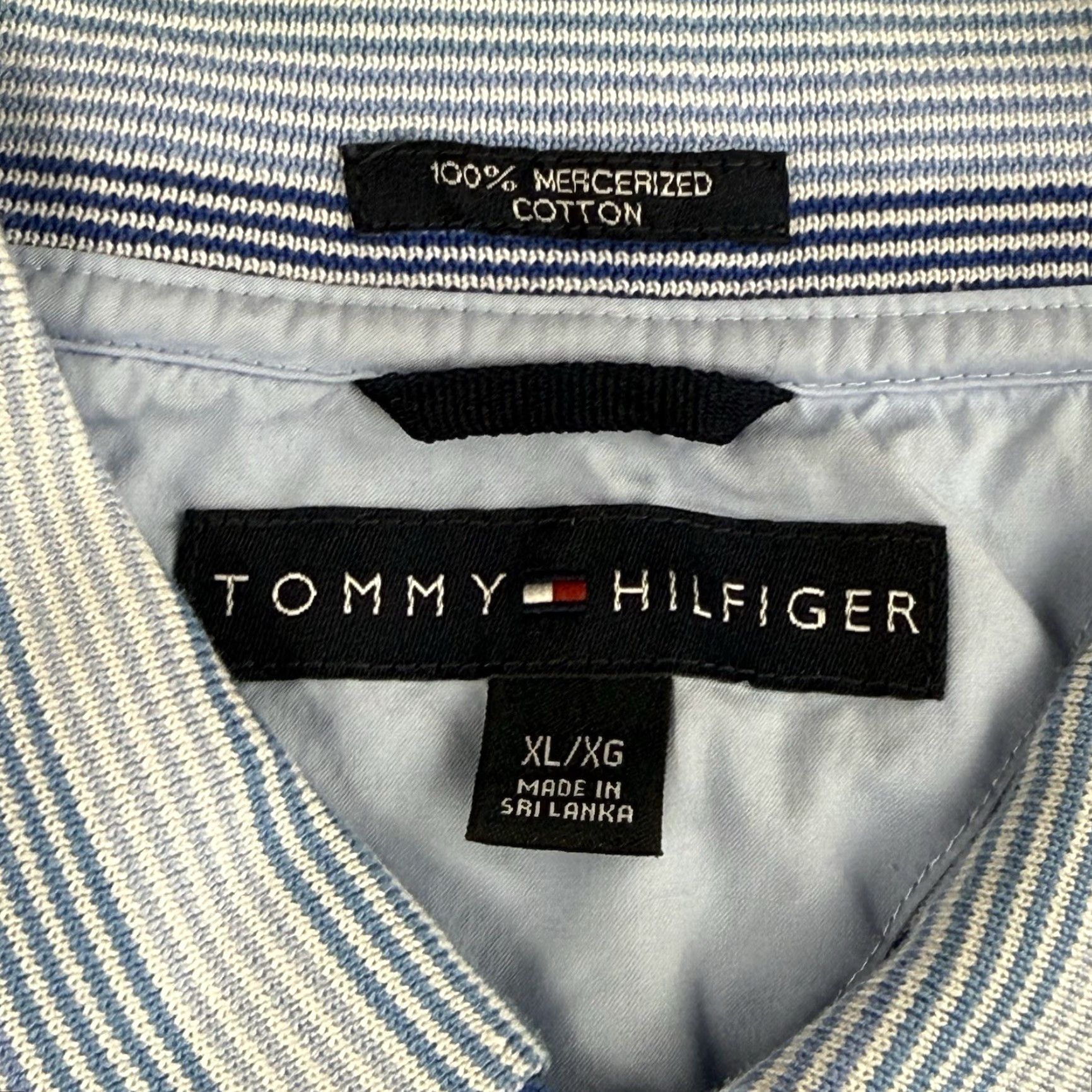 Tommy Hilfiger Tommy Hilfiger Polo Shirt Men XL Blue Stripe Chevron Cotton Short Sleeve Regular Size Size US XL / EU 56 / 4 - 2 Thumbnail