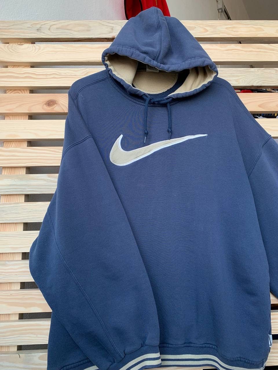 Nike × Vintage Nike Vintage Hoodie Faded Style Y2K Drill Big Logo Size US XL / EU 56 / 4 - 2 Thumbnail