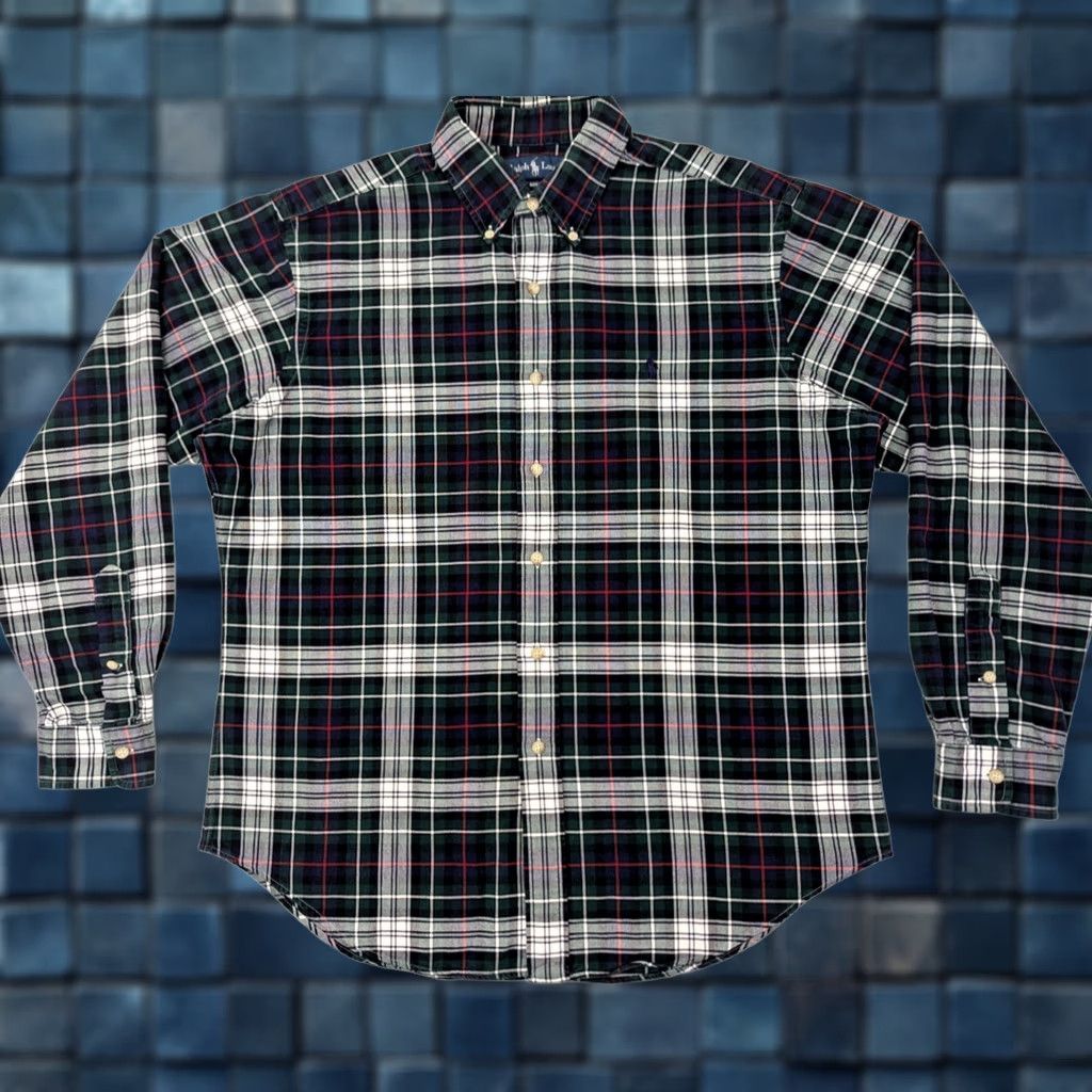 Polo Ralph Lauren Polo Ralph Lauren Shirt Men L Plaid Flannel Button-Down Collar Classic Fit Green Cotton EUC Size US L / EU 52-54 / 3 - 1 Thumbnail