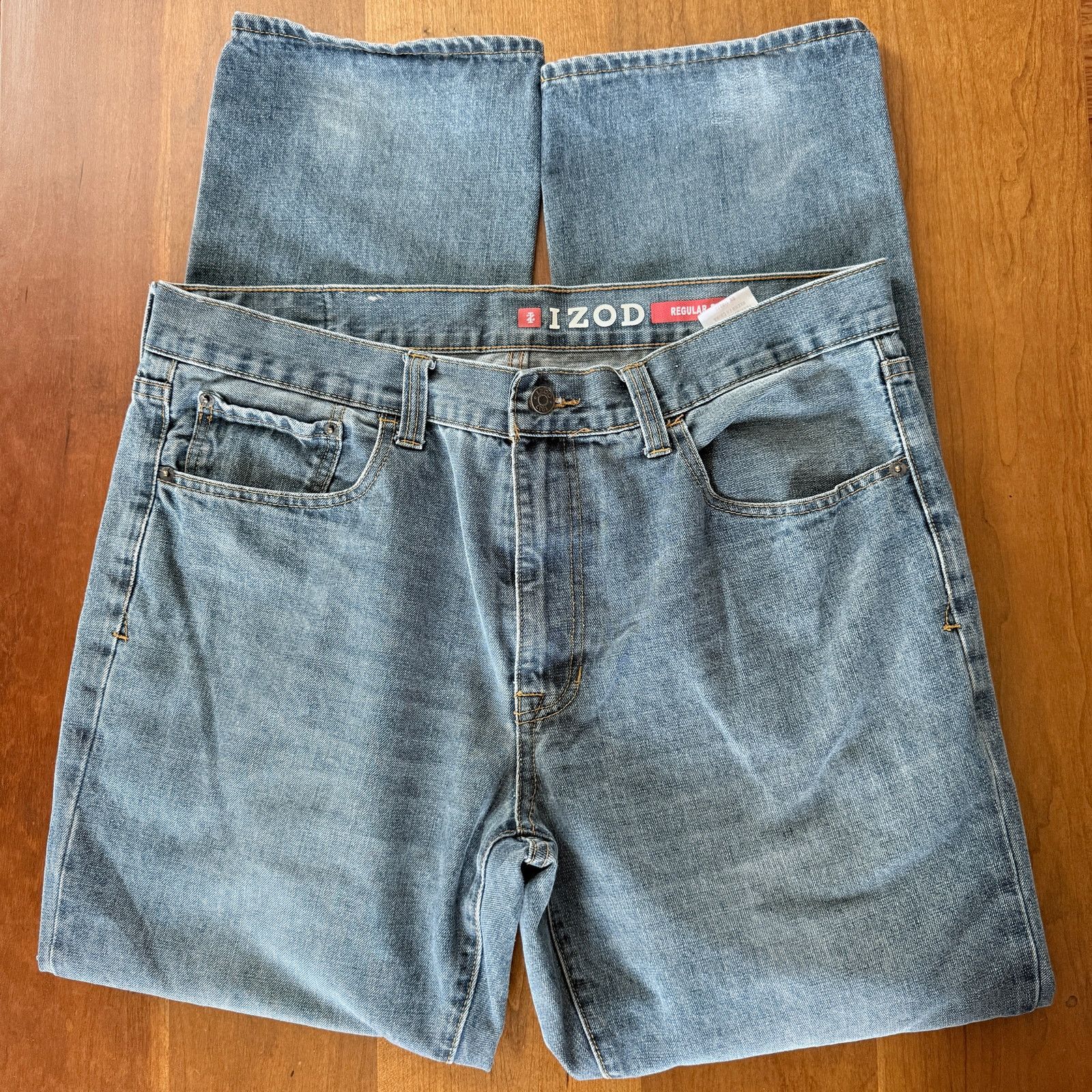 Izod IZOD Men's Regular Fit Blue Denim Jeans 36 x 32 Size US 36 / EU 52 - 5 Thumbnail