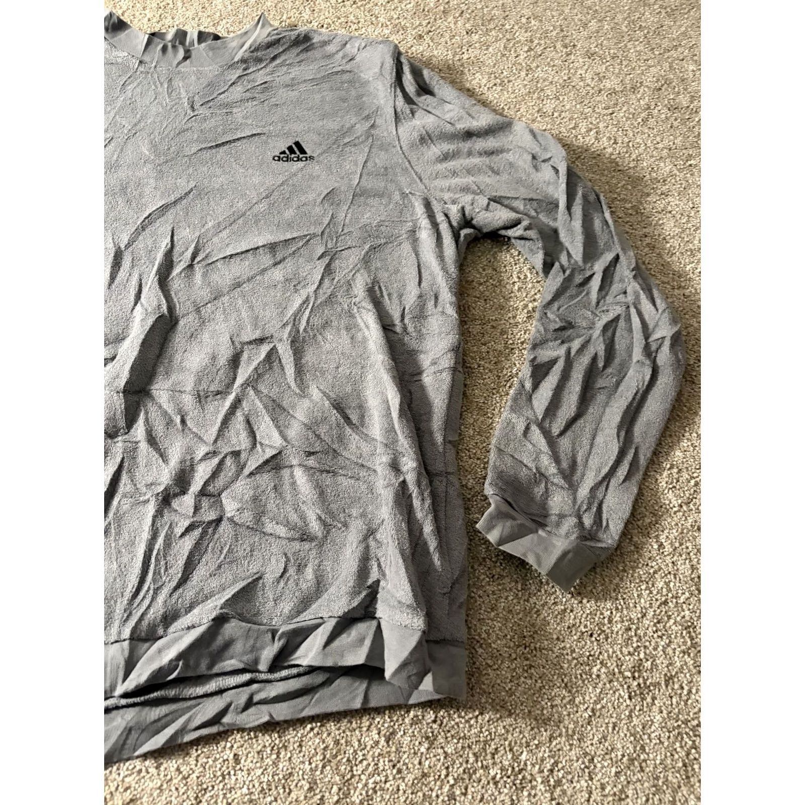 Adidas Adidas Mens Large Gray Long Sleeve Terry Crewneck Pullover Shirt Sample Logo Size US L / EU 52-54 / 3 - 3 Thumbnail