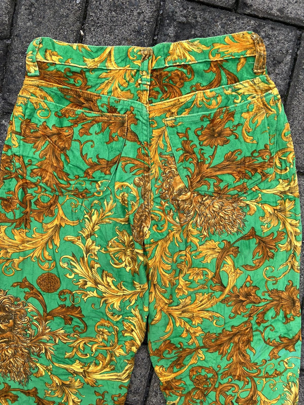 Versace RARE Vintage 90S Versace Baroque Green Pants Size 27" / US 4 / IT 40 - 9 Thumbnail