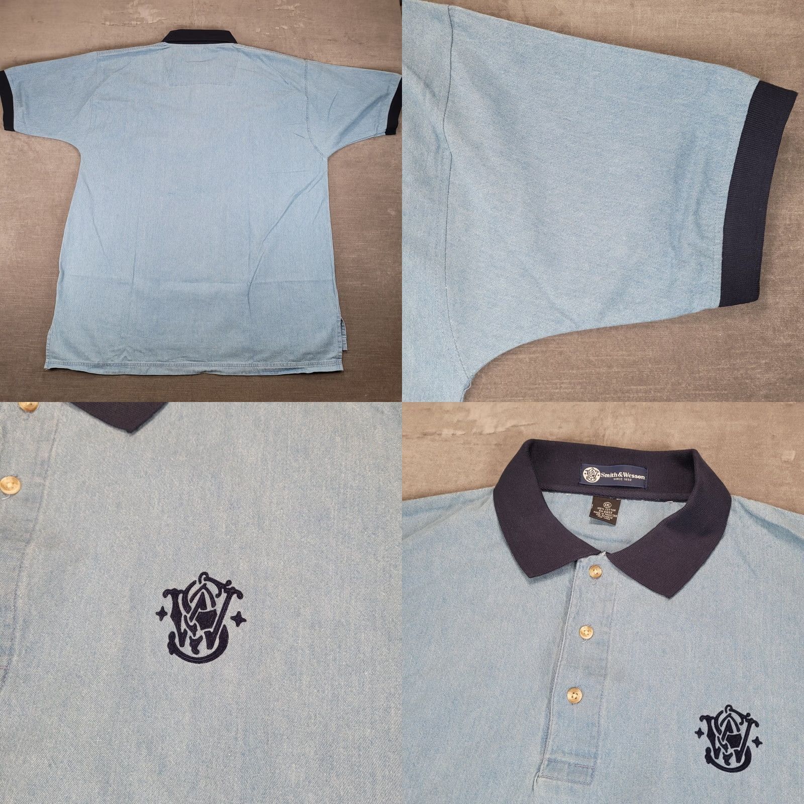 Vintage Smith & Wesson Chambray Shirt Short Sleeve XXL Blue Button-Up Collared Men’s Cotton Relaxed Size US XXL / EU 58 / 5 - 8 Thumbnail