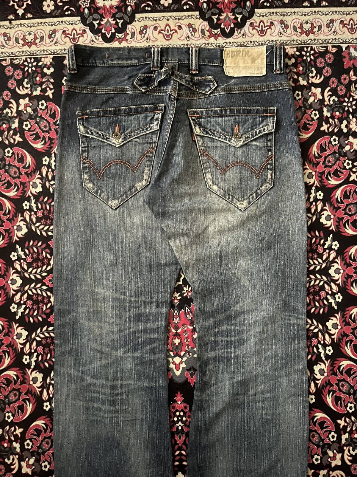 Kapital ⚡️Distressed⚡️Vintage Japanese Edwin XV Buckle Back Blue Jeans Size US 36 / EU 52 - 6 Thumbnail