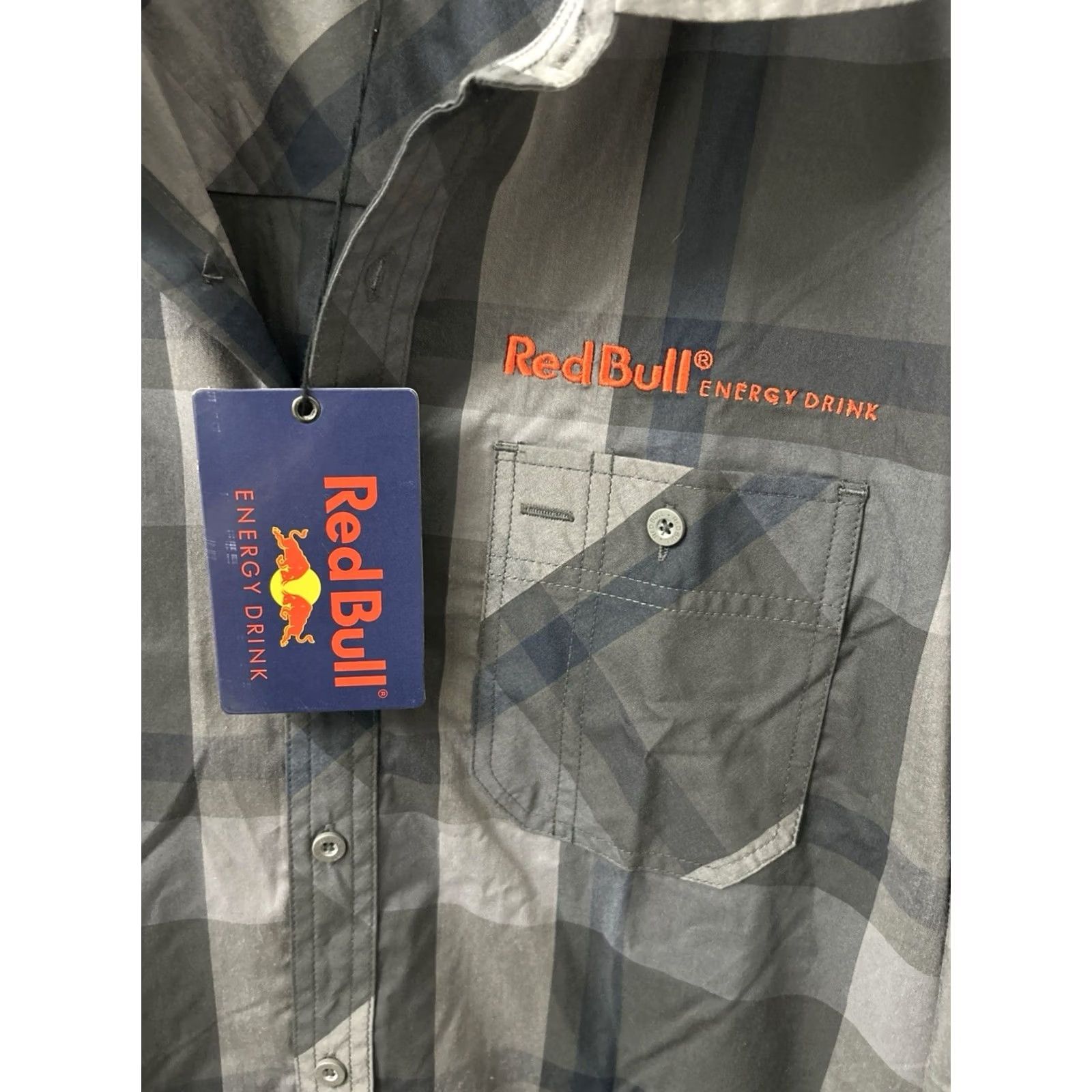 Vintage Red Bull Shirt Mens 2XL Gray Plaid Button Up Long Sleeve NWT Size US XXL / EU 58 / 5 - 5 Thumbnail