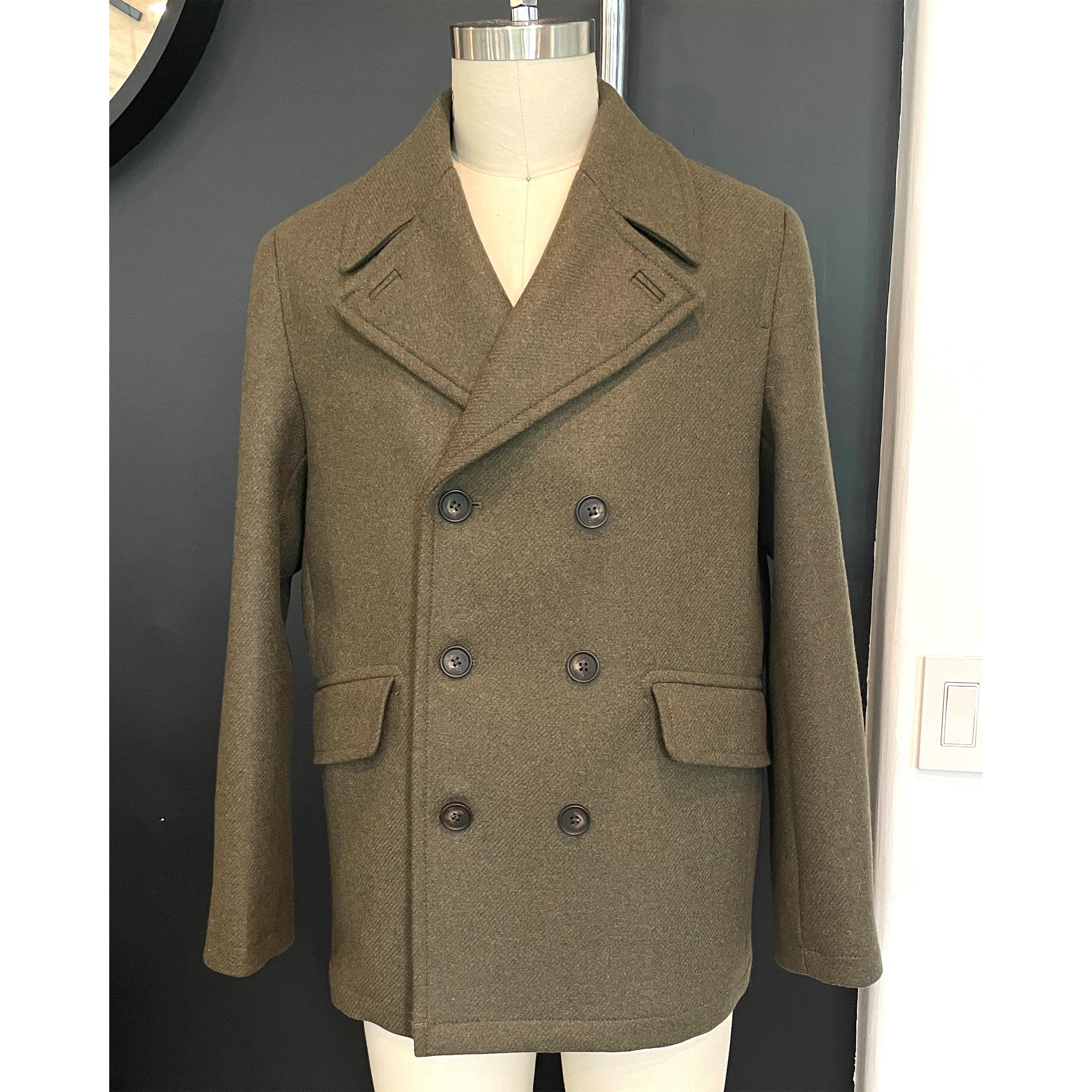 Ted Baker Ted Baker 273719 Mens Olive Green Wool Blend Peacoat Size 2 Size US M / EU 48-50 / 2 - 1 Thumbnail