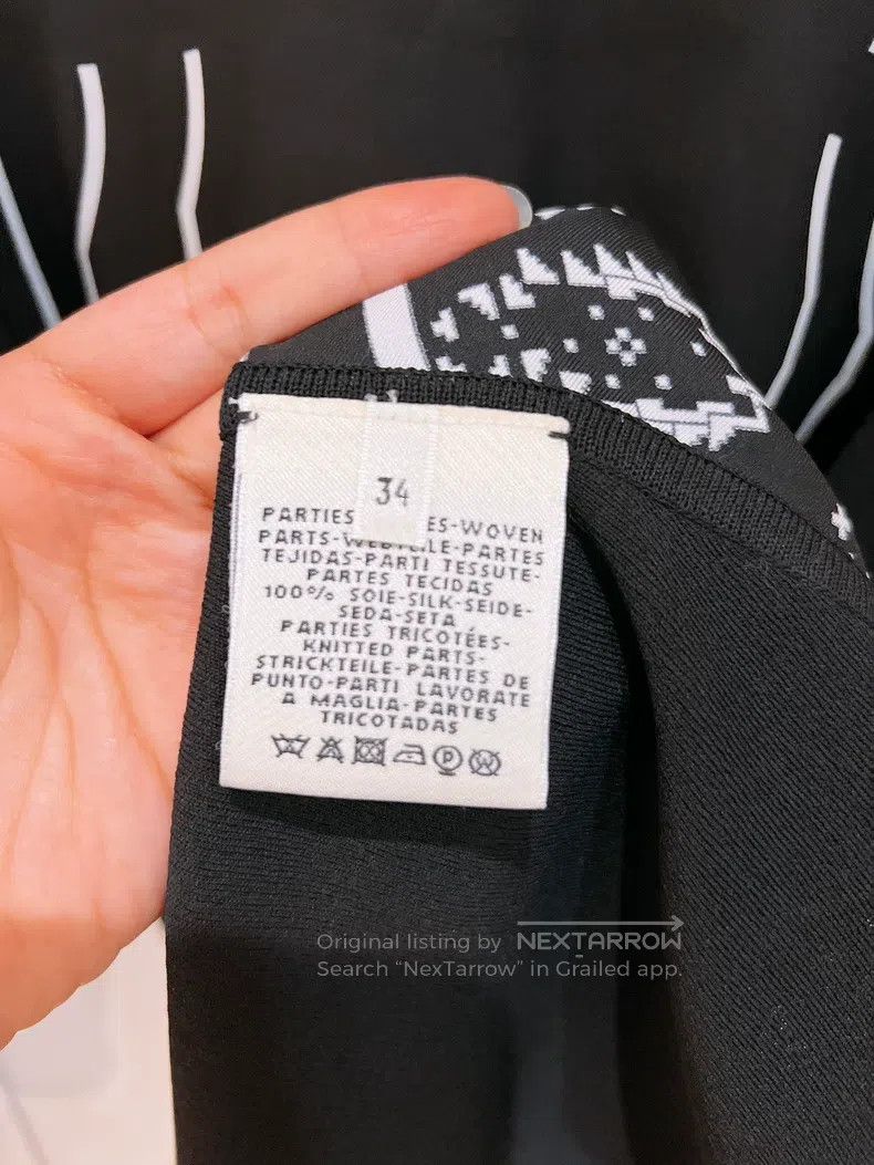 Hermes Hermes Black and White Patchwork Silk Dress Size XXS / US 00 / IT 34 - 9 Thumbnail