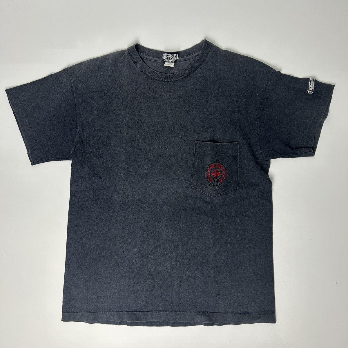 image of Chrome Hearts Pocket Horse Shoe Tee in Black, Men's (Size Small)