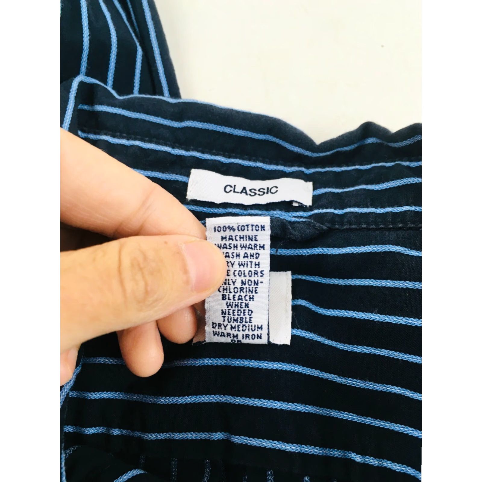 Gap Gap Shirt Men Large Black Blue Striped Long Sleeve Button-Up Classic Fit Size US L / EU 52-54 / 3 - 7 Thumbnail