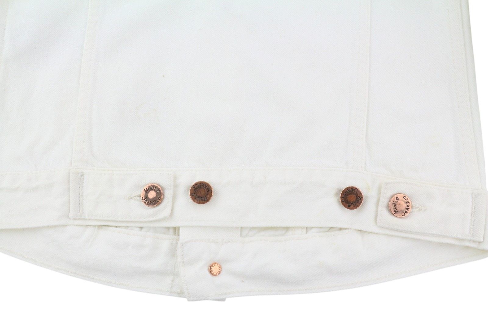 Nudie Jeans BILLY XS Pitch White Worn Denim Polo Neck Jacket 83689 Size US XS / EU 42 / 0 - 10 Thumbnail