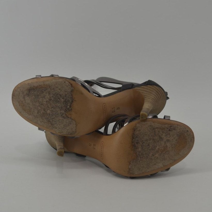 Coach Coach Lucy Women's Sandals Black Silver Metallic Leather 6.5 Size US 6.5 / IT 36.5 - 10 Thumbnail