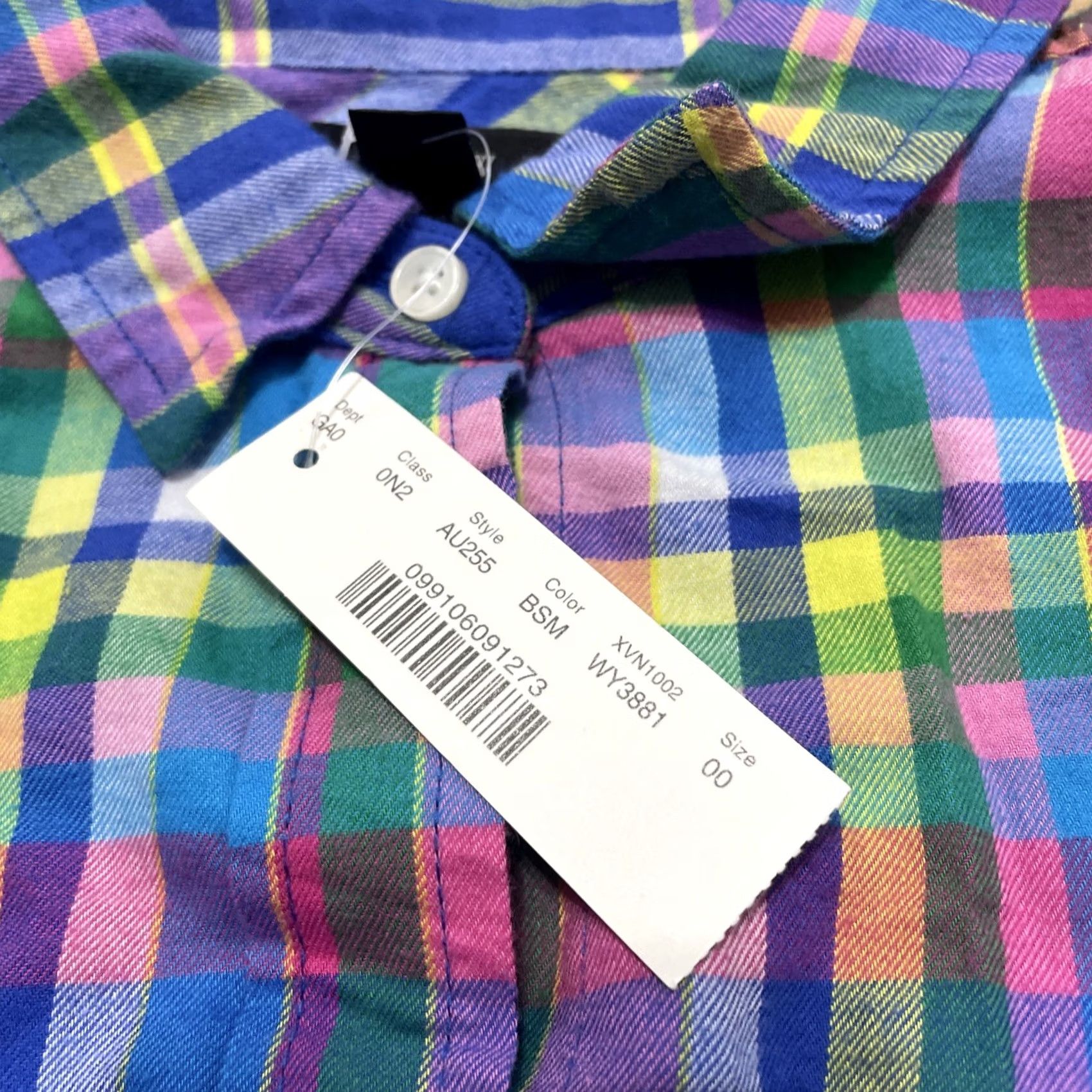 J.Crew J.CREW Plaid Flannel Women 00 Button-Up Shirt Multicolor Y2K Madras Blue Pink AU255 NWT Size XXS / US 00 / IT 34 - 5 Thumbnail
