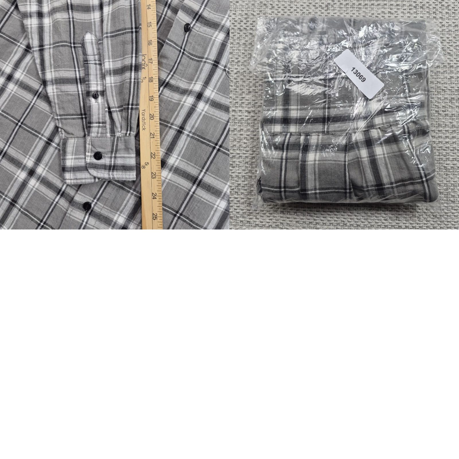 Bugle Boy Bugle Boy Button Up Shirt Mens Large Gray Plaid Band Collar Long Sleeve vintage Size US L / EU 52-54 / 3 - 9 Thumbnail