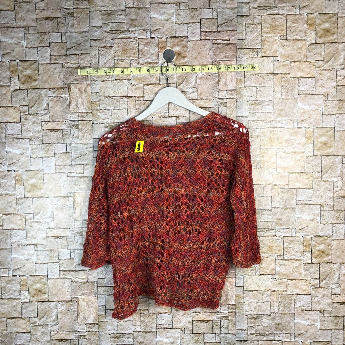 Homespun Knitwear × Japanese Brand × Vintage Japan crochet meshnet Orange Knitwear short sleeve #A1055 Size S / US 4 / IT 40 - 10 Thumbnail