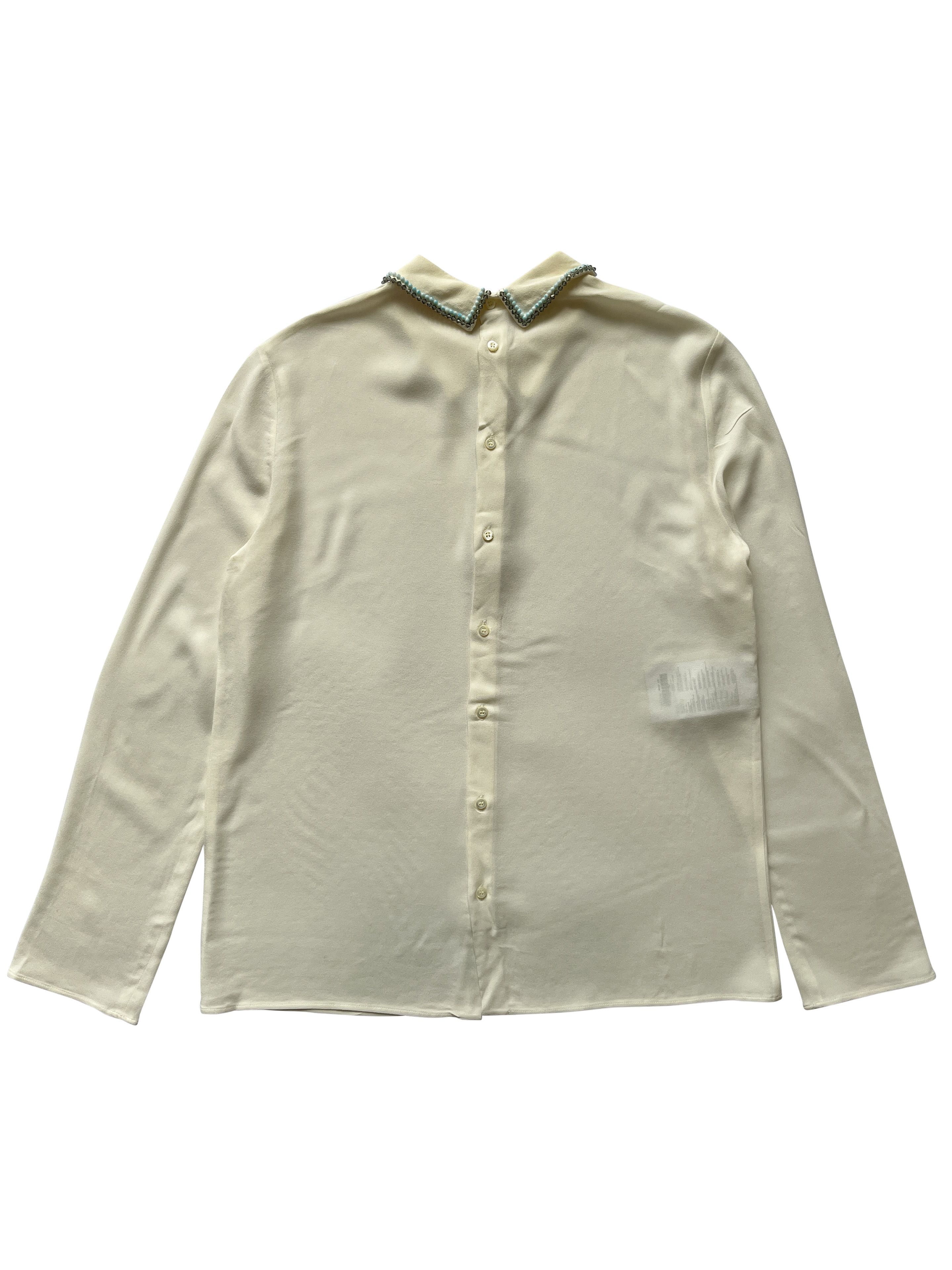 Miu Miu ⚡️QUICK SALE⚡️ 2015 Miu Miu Cream Blouse Top with Beading Size M / US 6-8 / IT 42-44 - 2 Thumbnail
