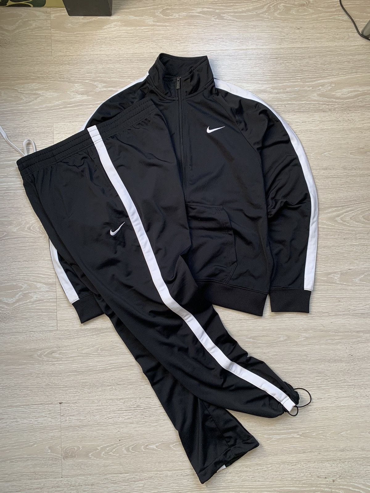 image of Nike 00S Track Jacket And Pants Track Suit Nylon Y2K in Black Gray, Men's (Size Large)