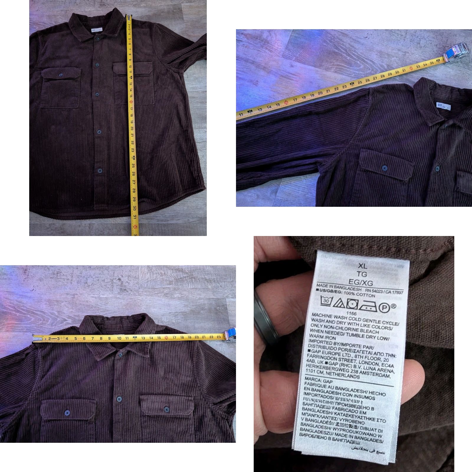 Gap Gap Corduroy Overshirt Mens XL Thick Wale Cord Brown Button Up EUC Size US XL / EU 56 / 4 - 8 Thumbnail