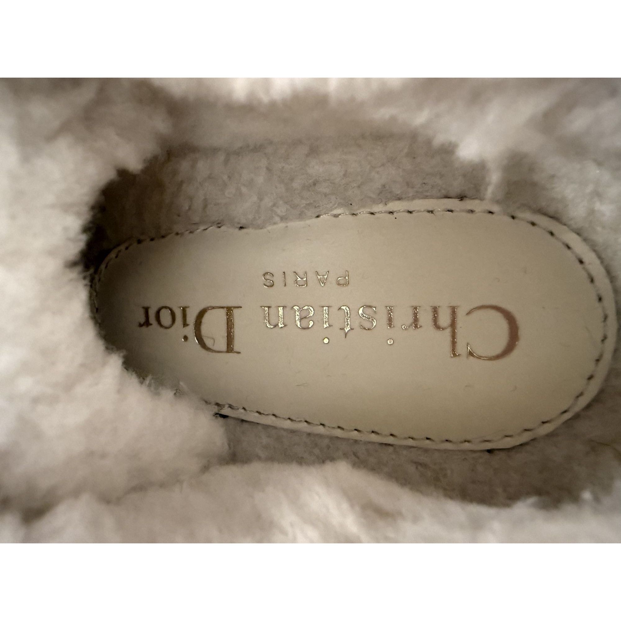 Dior Christian Dior Womens Navy & White Shearling Lined Canvas Sn Size US 7 / IT 37 - 6 Thumbnail