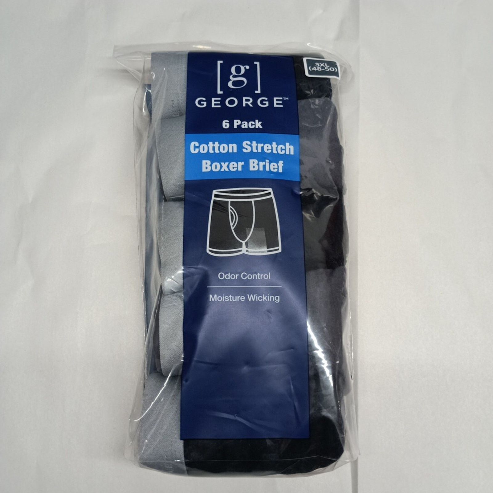 George George Men's Stretch Boxer Briefs 6-Pack Size 3XL 48-50 Size 46 - 1 Thumbnail