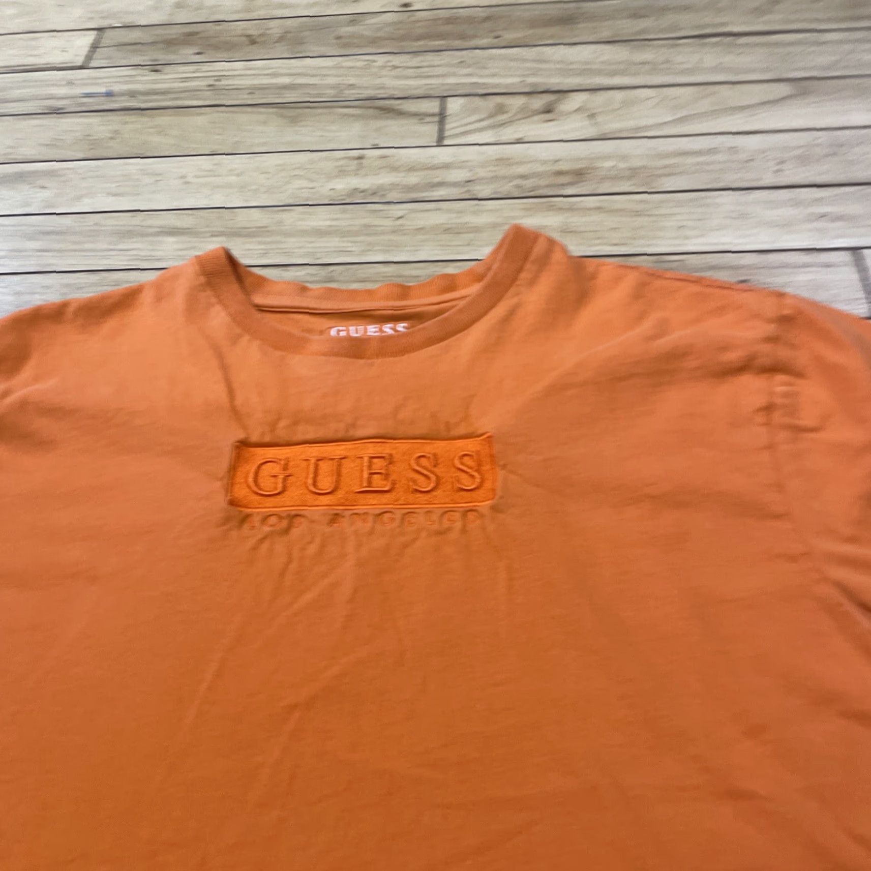 Guess GUESS T Shirt Mens M Orange Box Graphic Jersey Streetwear Stretch Crew Neck LA AngEl Logo Giftbox Box 90s Men Size US M / EU 48-50 / 2 - 3 Thumbnail