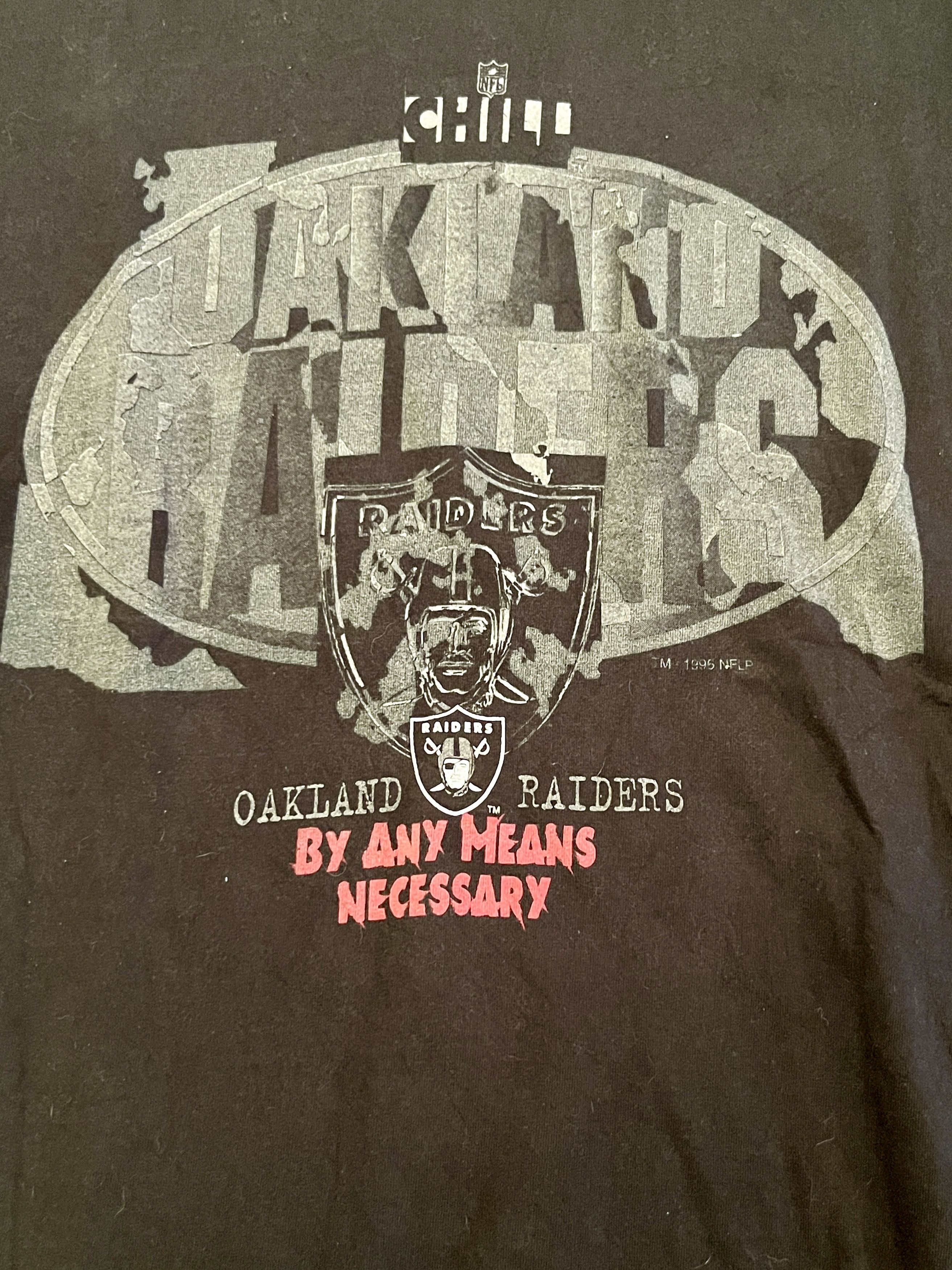 Vintage 1995 Oakland Raiders T-Shirt Chill By Any Means Necessary XL Size US XL / EU 56 / 4 - 2 Thumbnail