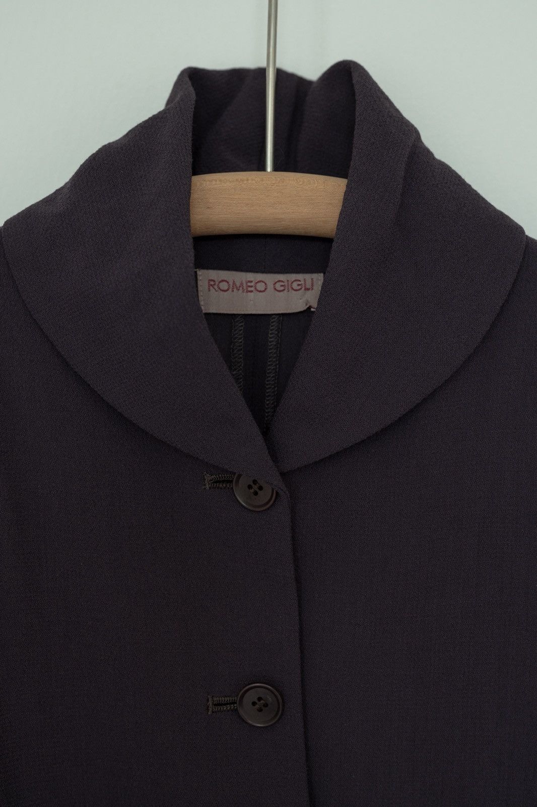 Romeo Gigli Romeo Gigli 1990s Aubergine Wool Cropped A-Line Jacket Size S / US 4 / IT 40 - 11 Thumbnail