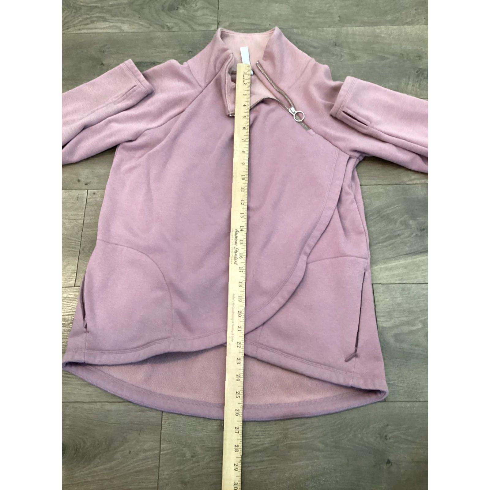 Athleta Athleta Sweatshirt Women ASYM Pullover Mock Neck S Dogwood Mauve Purple Ruffle Cozy Karma ASYM Pullover Size S / US 4 / IT 40 - 4 Thumbnail