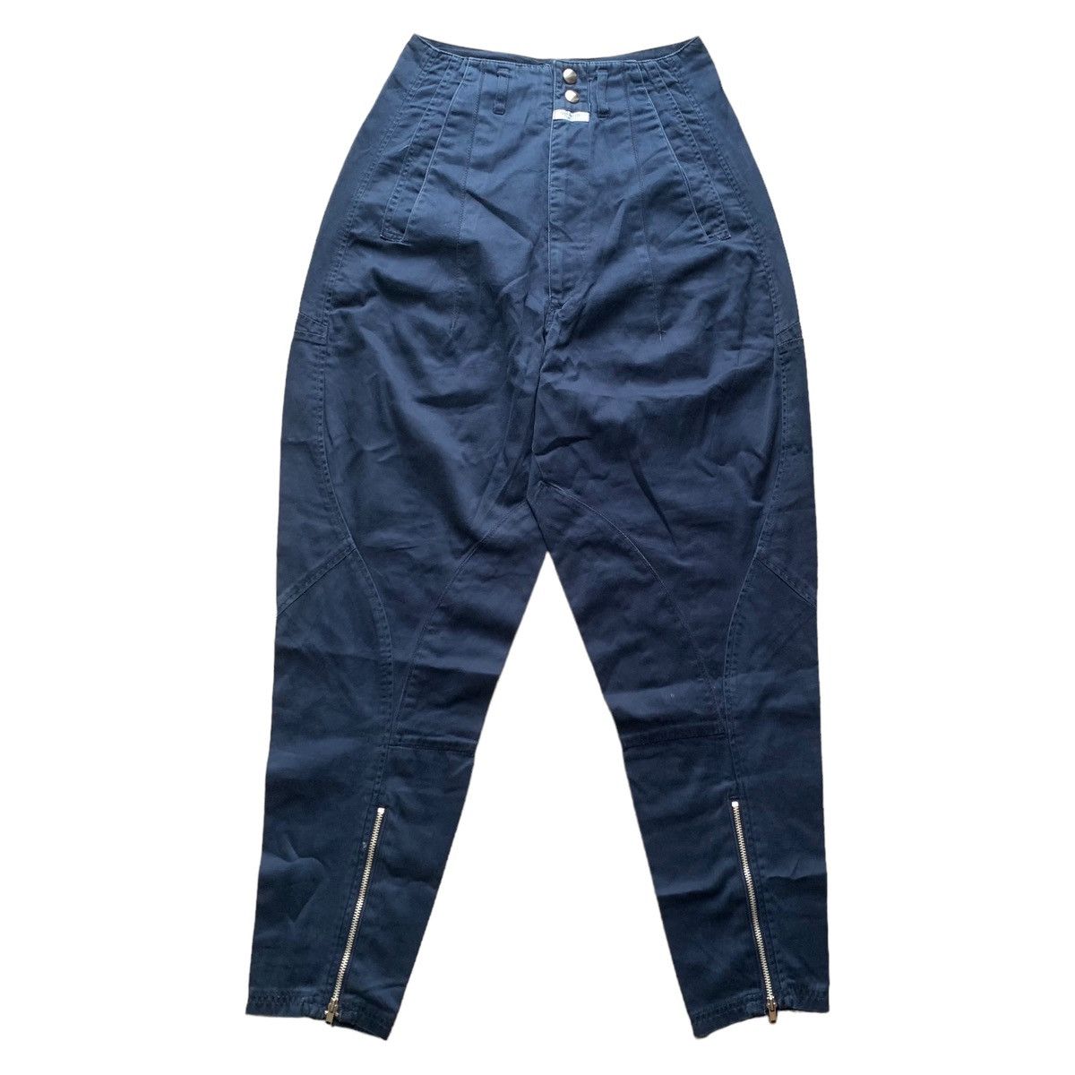 image of Marithe Francois Girbaud Dropcrotch Leg Zipper Pants in Blue, Women's (Size 24)
