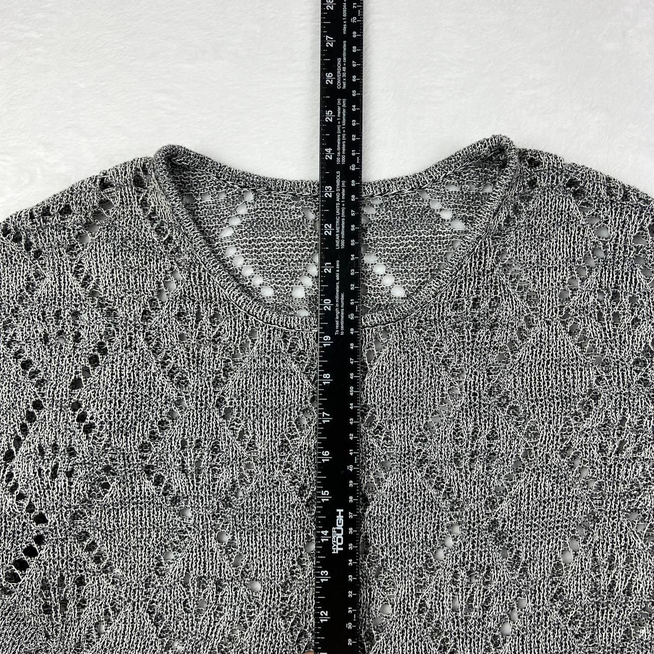 Other Leo & Nicole Medium Crochet Blouse Gray Women Cotton Size M / US 6-8 / IT 42-44 - 4 Thumbnail